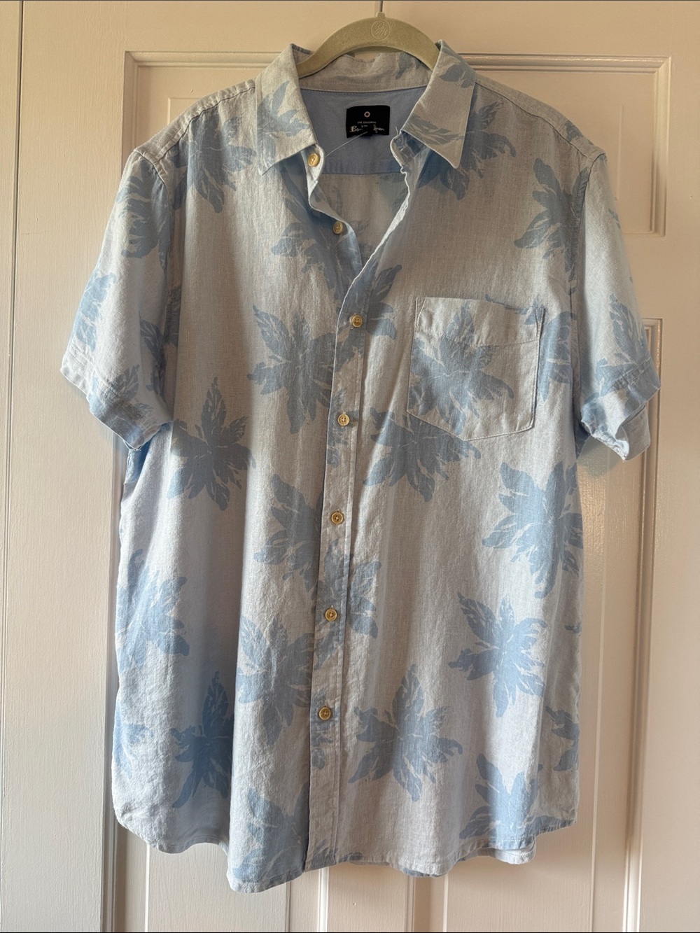 Ben Sherman Linen Tropical Hawaiian Short-Sleeve Button-Up Shirt XL